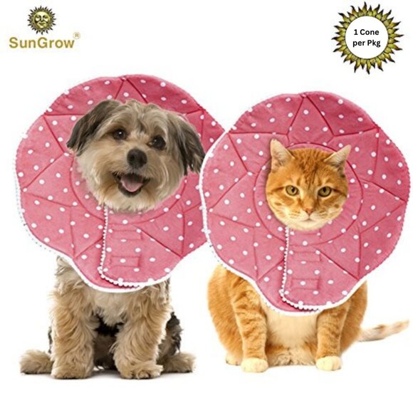 SunGrow Polka Dot Pet Soft Adjustable Recovery Cone | NWT | M | Pink White - Picture 14 of 16